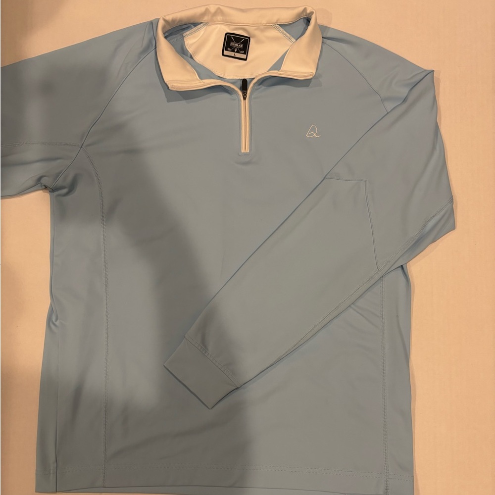 Deolax Sweater Mens Large Blue Golf Quarter Zip Pullover Performance Stretch
